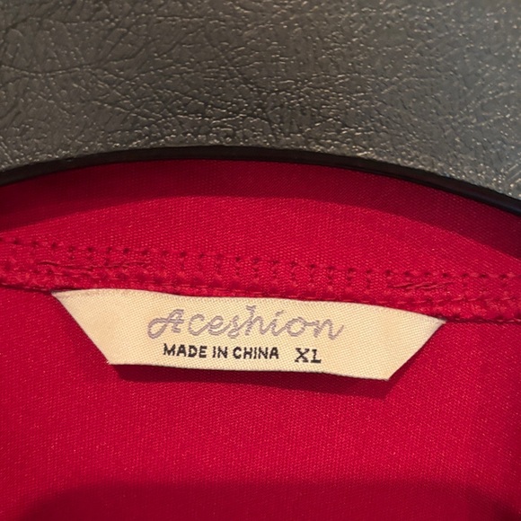 Red Ruffled Open Front Cardigan - Picture 2 of 6